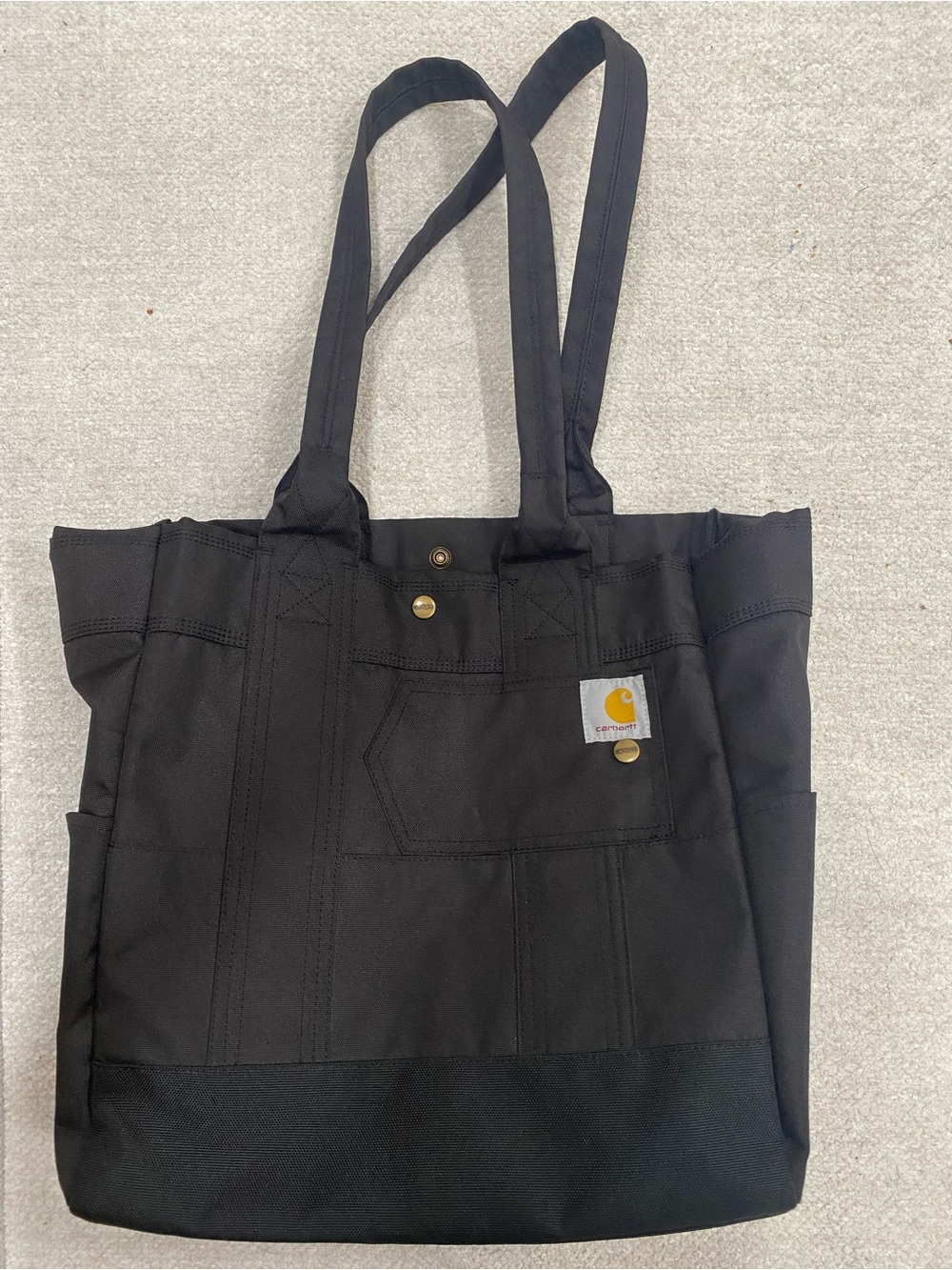 Carhartt Black Canvas Work Tote with Brass Accents